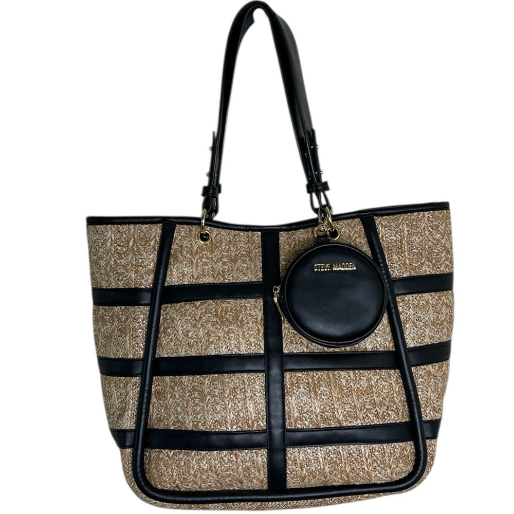 Steven Madden BJEWEL Woven Tote Bag with Air Pod Case/Coin Purse